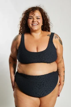 Inknown Swim Gia Bikini Top Curve - Textured Leopard Charcoal