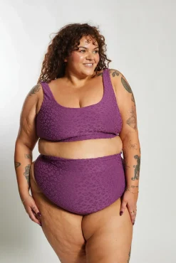 Inknown Swim Ginger Bikini Bottom Curve - Textured Leopard Grape