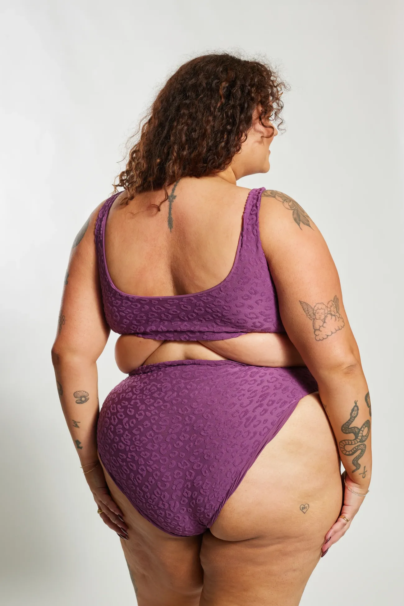 Inknown Swim Ginger Bikini Bottom Curve - Textured Leopard Grape