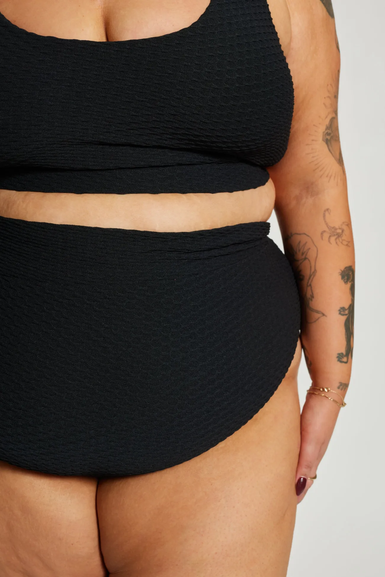 Inknown Swim Ginger Bikini Bottom Curve - Black Waffle