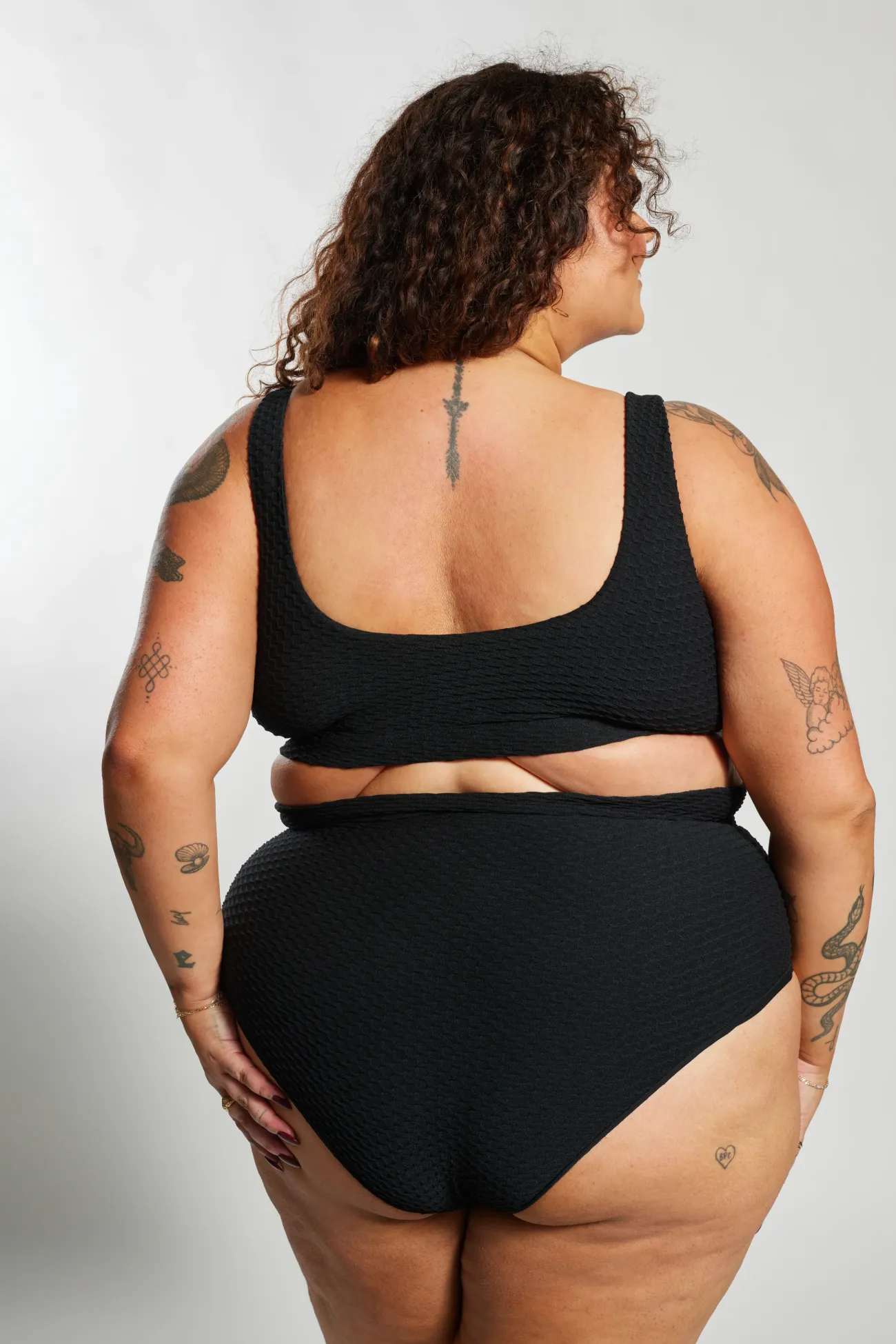 Inknown Swim Ginger Bikini Bottom Curve - Black Waffle