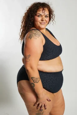 Inknown Swim Ginger Bikini Bottom Curve - Textured Leopard Charcoal