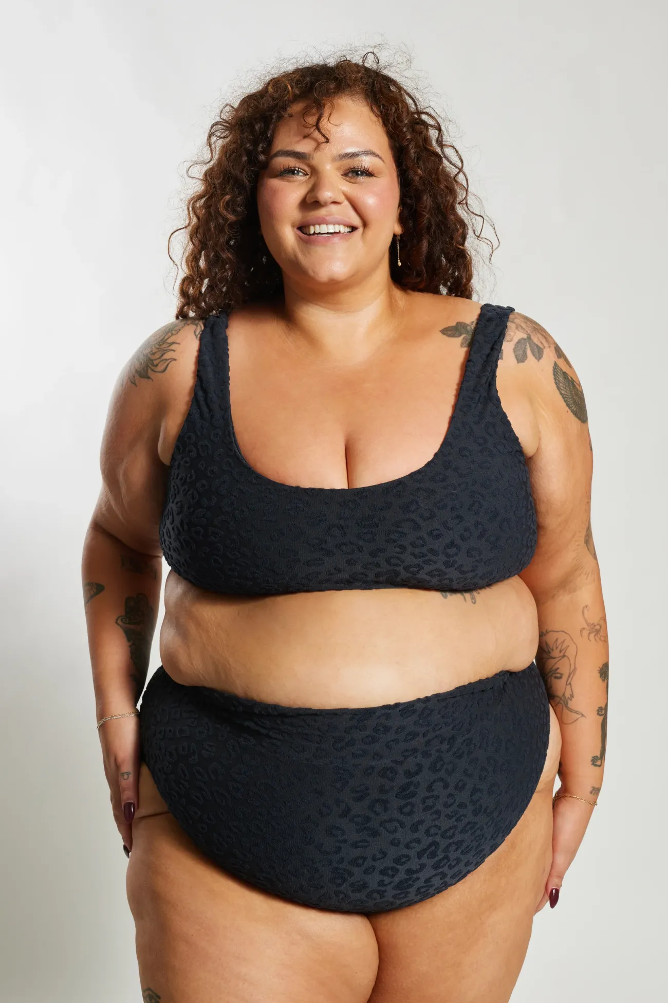 Inknown Swim Ginger Bikini Bottom Curve - Textured Leopard Charcoal