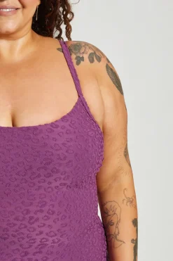 Inknown Swim Giselle Tankini Top Curve - Textured Leopard Grape