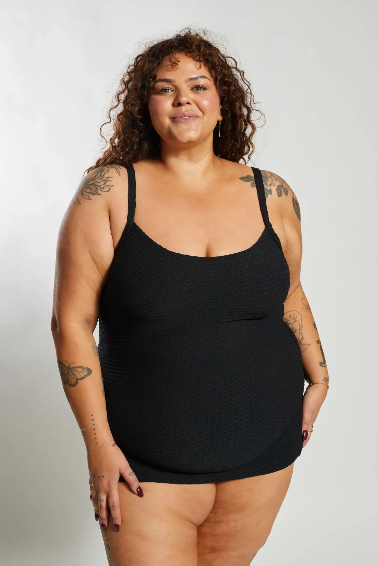 Inknown Swim Giselle Tankini Top Curve - Textured Leopard Charcoal