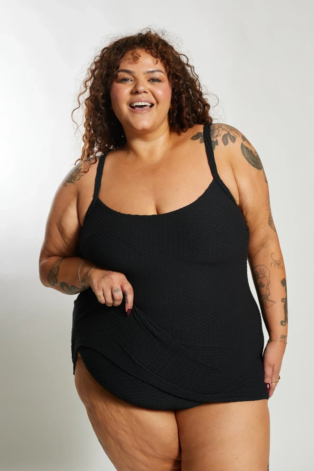 Inknown Swim Giselle Tankini Top Curve - Textured Leopard Charcoal