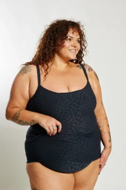 Inknown Swim Giselle Tankini Top Curve - Textured Leopard Charcoal