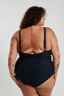 Inknown Swim Gwen One Piece Curve - Textured Leopard Charcoal