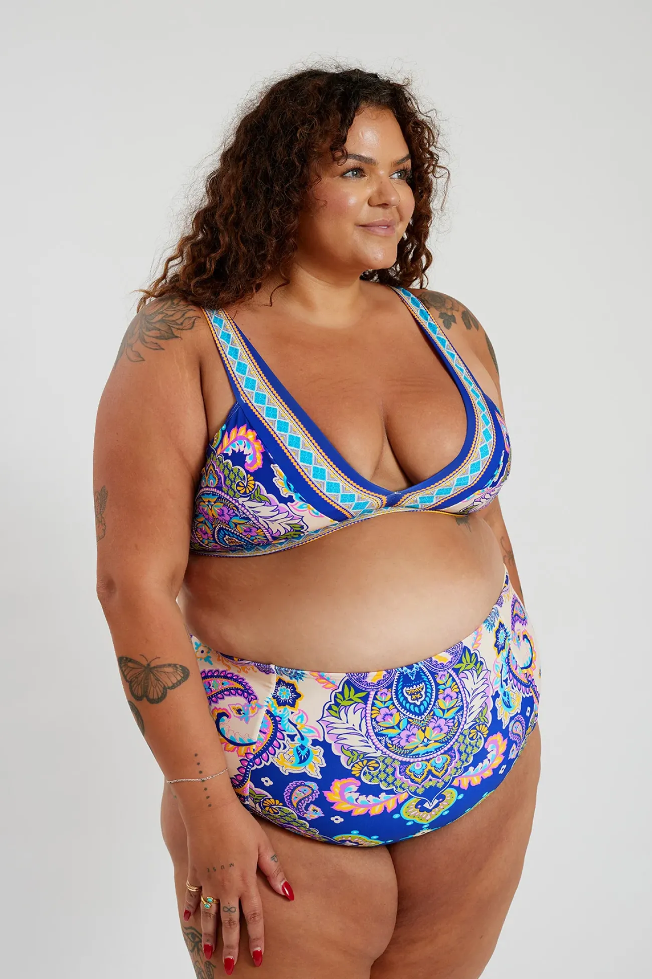Inknown Swim Lola Bikini Top Curve - Peacock Swirls