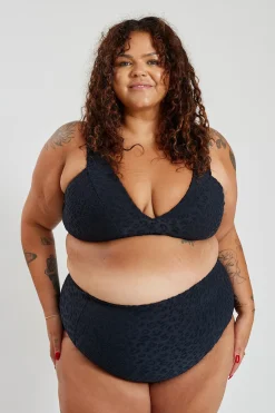 Inknown Swim Lola Bikini Top Curve - Textured Leopard Charcoal