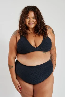 Inknown Swim Lola Bikini Top Curve - Textured Leopard Charcoal