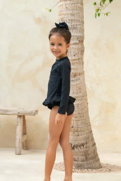 Kids Inknown Swim Mini Annie Rashie Set 02 - Textured Leopard Charcoal
