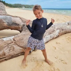 Kids Inknown Swim Mini Billy Rashie Top - Black on Black