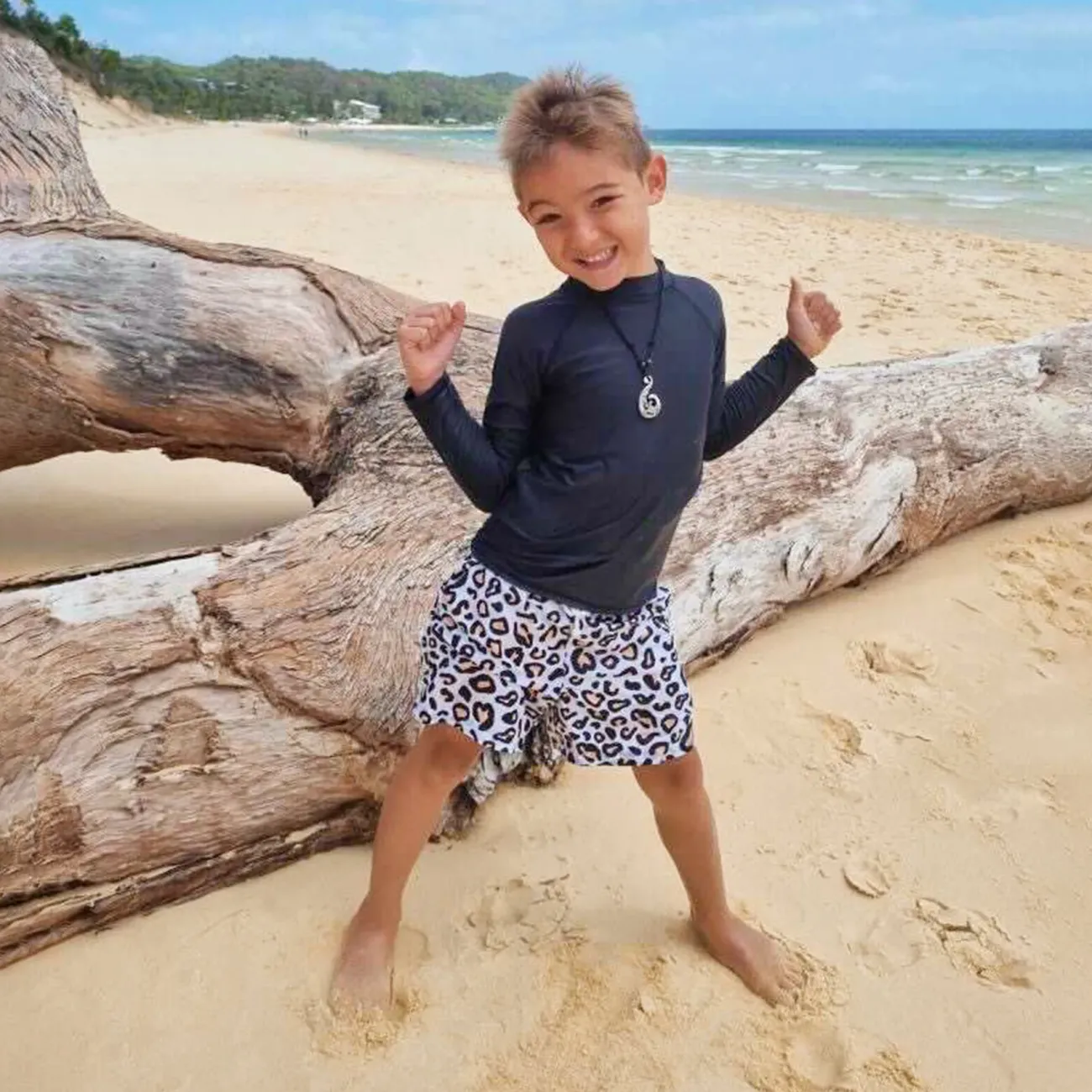 Kids Inknown Swim Mini Billy Rashie Top - Black on Black