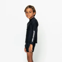 Kids Inknown Swim Mini Billy Rashie Top - Black on Black