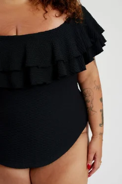 Inknown Swim Miranda 02 One Piece Curve - Black Waffle