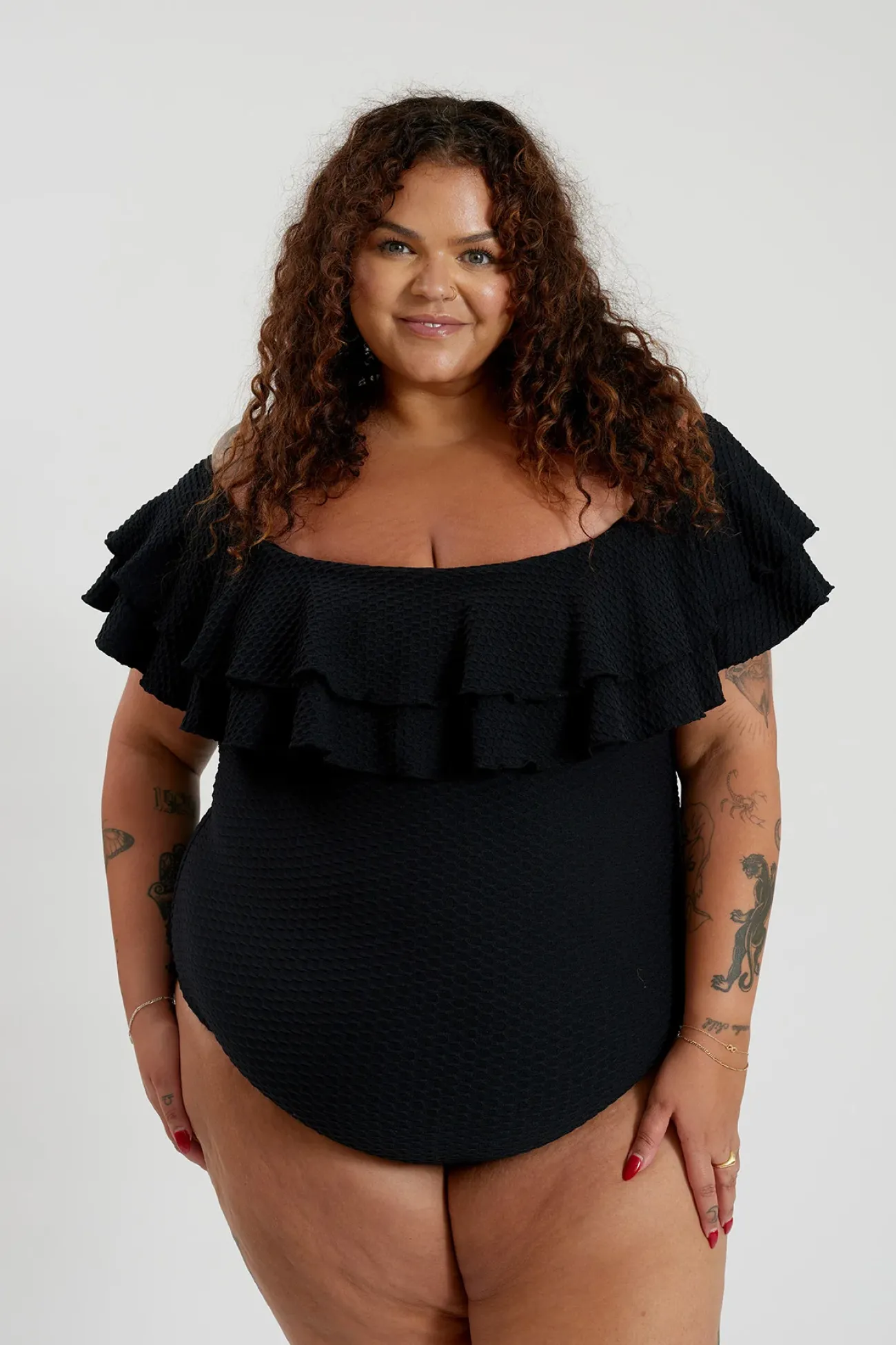 Inknown Swim Miranda 02 One Piece Curve - Black Waffle