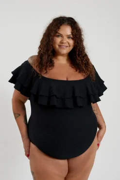 Inknown Swim Miranda 02 One Piece Curve - Black Waffle