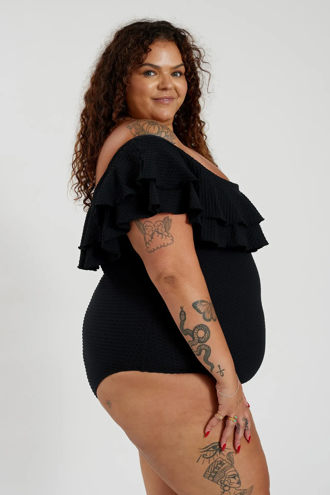 Inknown Swim Miranda 02 One Piece Curve - Black Waffle