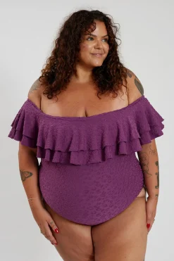Inknown Swim Miranda 02 One Piece Curve - Textured Leopard Grape