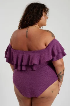 Inknown Swim Miranda 02 One Piece Curve - Textured Leopard Grape