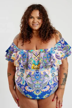 Inknown Swim Miranda 02 One Piece Curve - Peacock Swirls