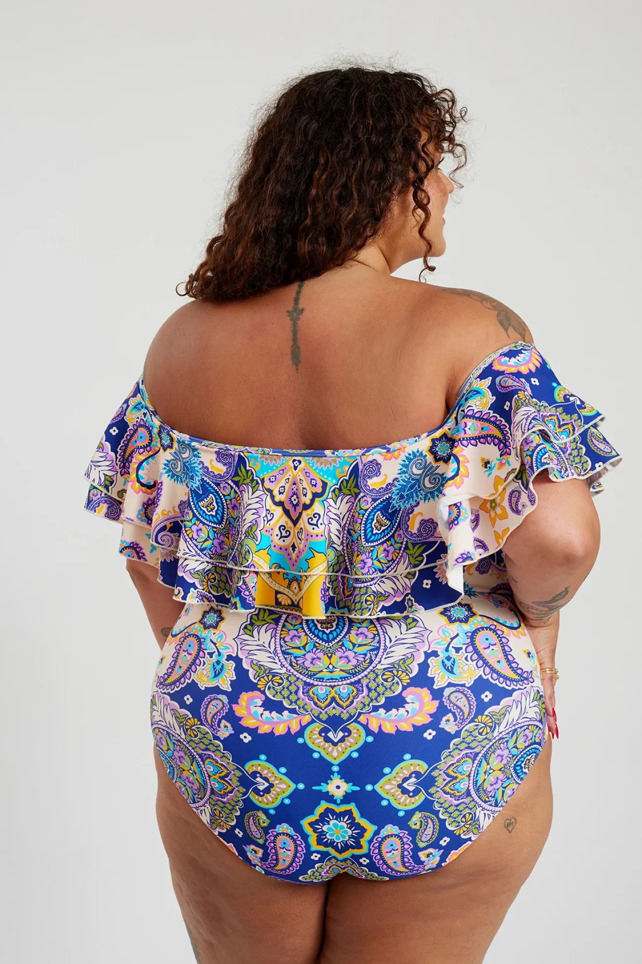 Inknown Swim Miranda 02 One Piece Curve - Peacock Swirls