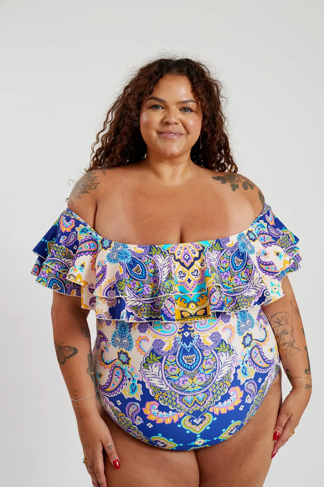 Inknown Swim Miranda 02 One Piece Curve - Peacock Swirls